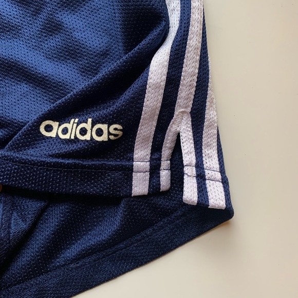 Mens Adidas Navy blue shorts. Polyester no inside brief. Mens large? 30” waist - Picture 2 of 5